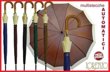 OMBRELLO PIOGGIA GRANDE LUNGO ANTIVENTO AUTOMATICO MULTI STECCHE FERRO COLORE