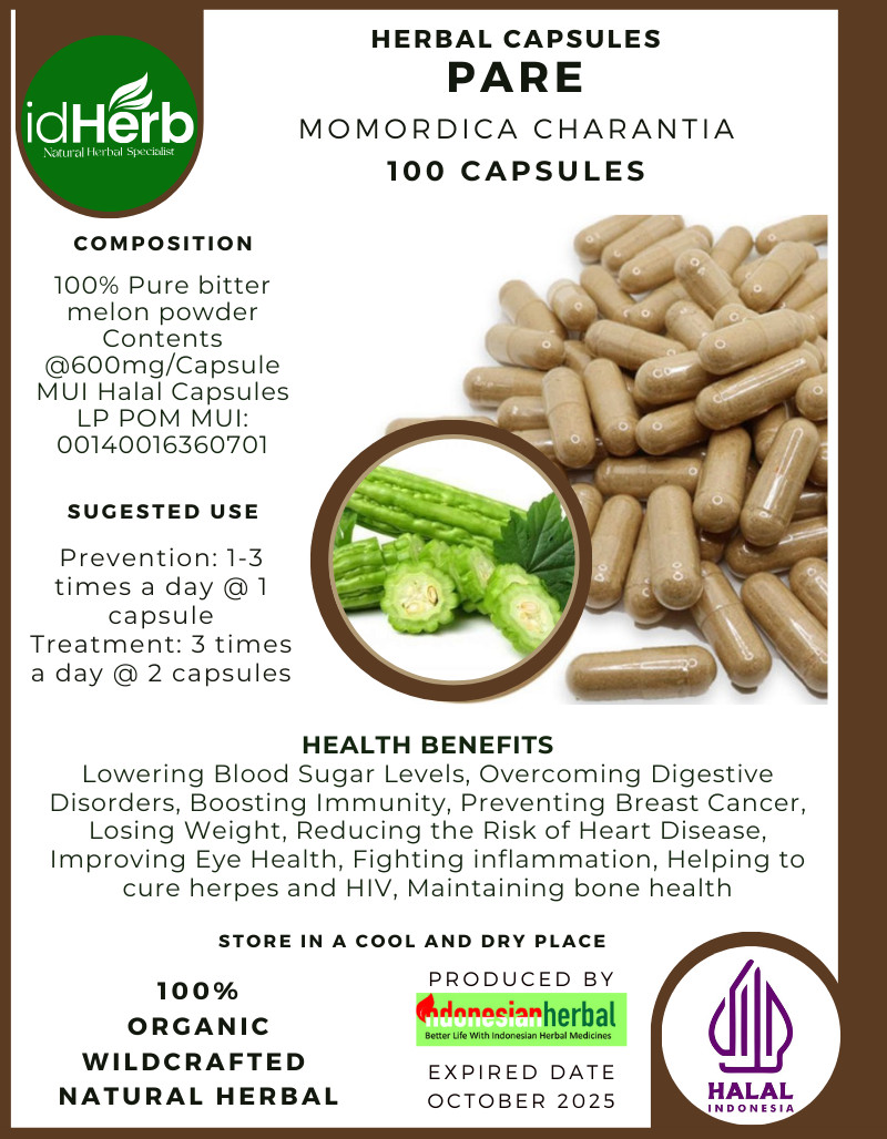 Cápsulas Momordica Charantia Pare Hierbas Herbales Orgánicas Premium Natural