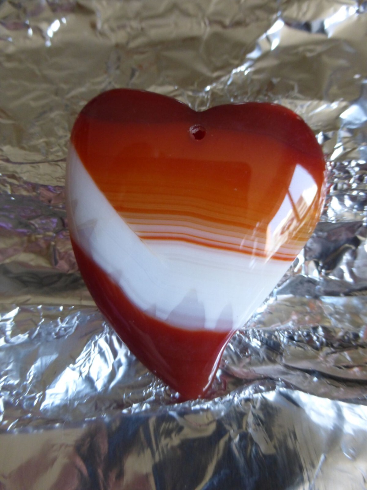 Pendentif coeur agate marron blanc transparent 4.8 cm pour collier femme lot 1988 - 4
