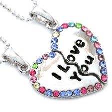 Multicolor Best Friend Forever BFF I Love You Heart Pendant Necklace Engraved z1