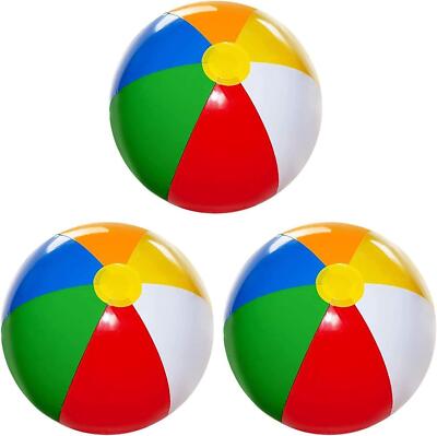 4e's Novelty Beach Balls [3 Pack] 24'' Inflatable Beach Balls for Kids - Beach to