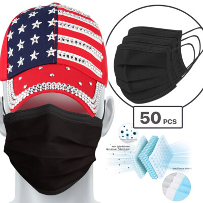 [50/100 PCS] Face Mask Disposable Non Medical Surgical 3-Ply Earloop Mouth Cover