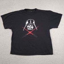 Vintage Star Wars Shirt Mens XL Black Darth Vader Light Sabers Short Sleeve