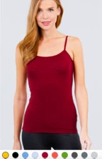 Active Basic Cami Tank Top Cotton Stretch Adjustable Spaghetti Strap- XS/S-M-L