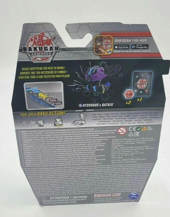 Bakugan Armored Alliance Blue Baku-Clip w/ Hydorous x Batrix Figure & Card  - NEW