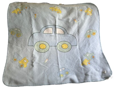 Kushie s Baby Blanket Cars Dump Truck Boy Blue Yellow Green Cotton 40x44 Soft
