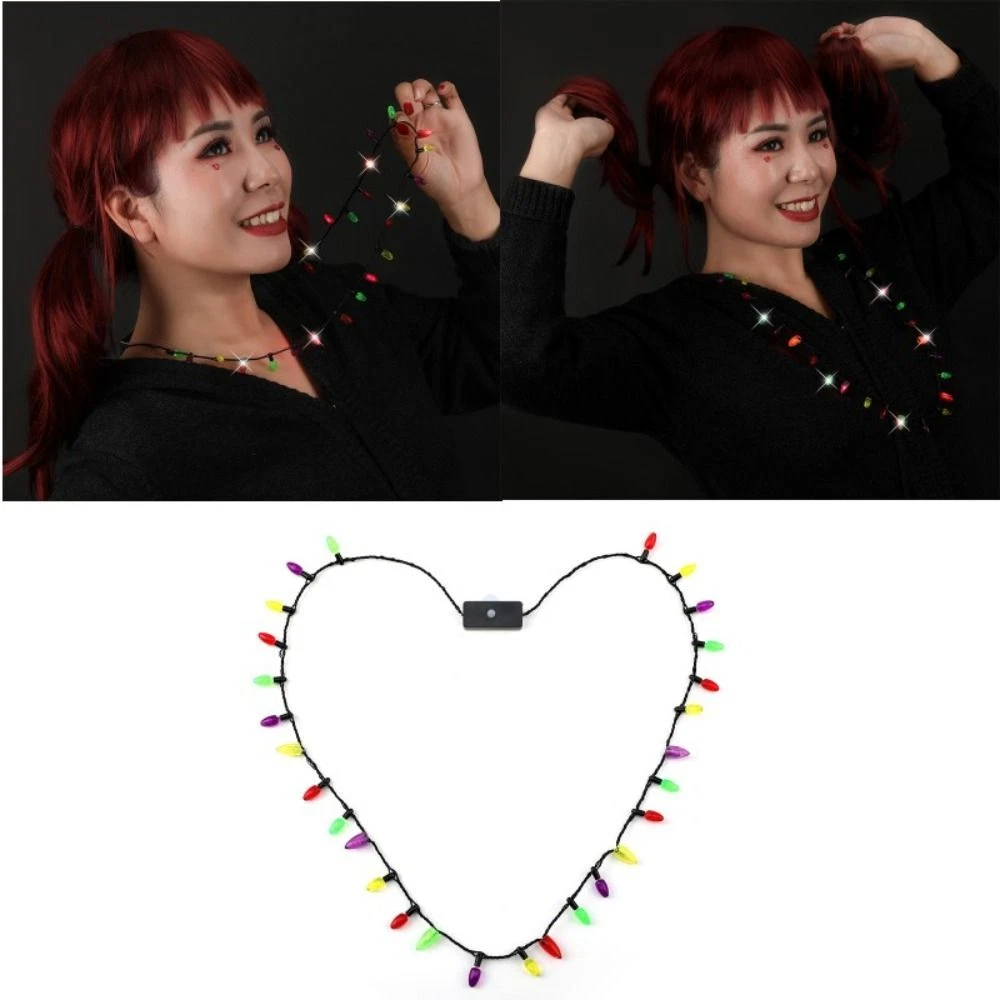 Flashing christmas light sale necklace