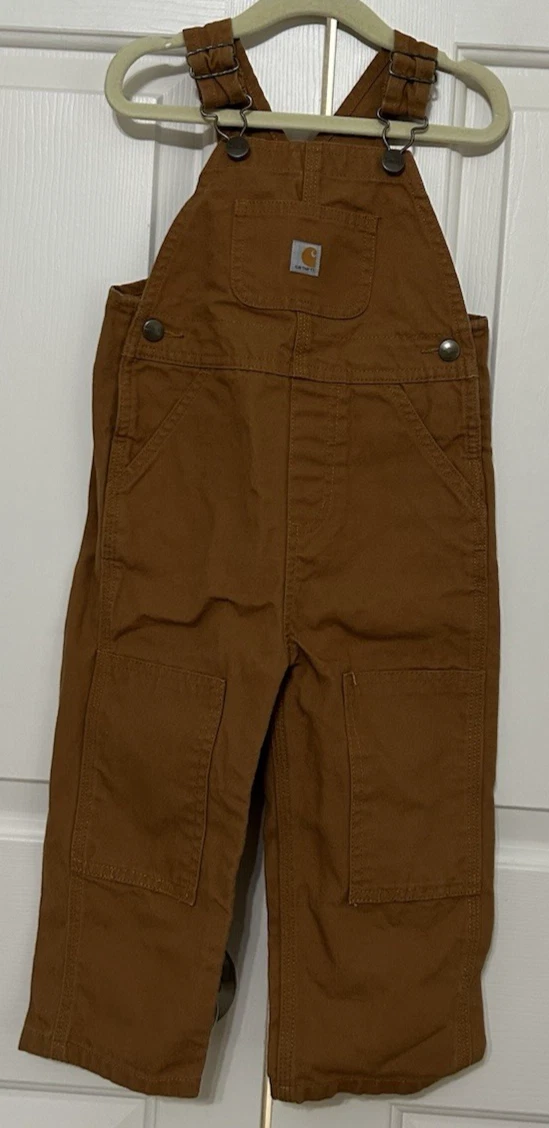 Carhartt Bib Overalls Toddler Boy size 2T Canvas Hunting Outerwear brown