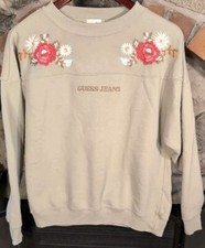 Vintage 90s GUESS Georges Marciano Sweatshirt Embroidered Grandma Floral Small