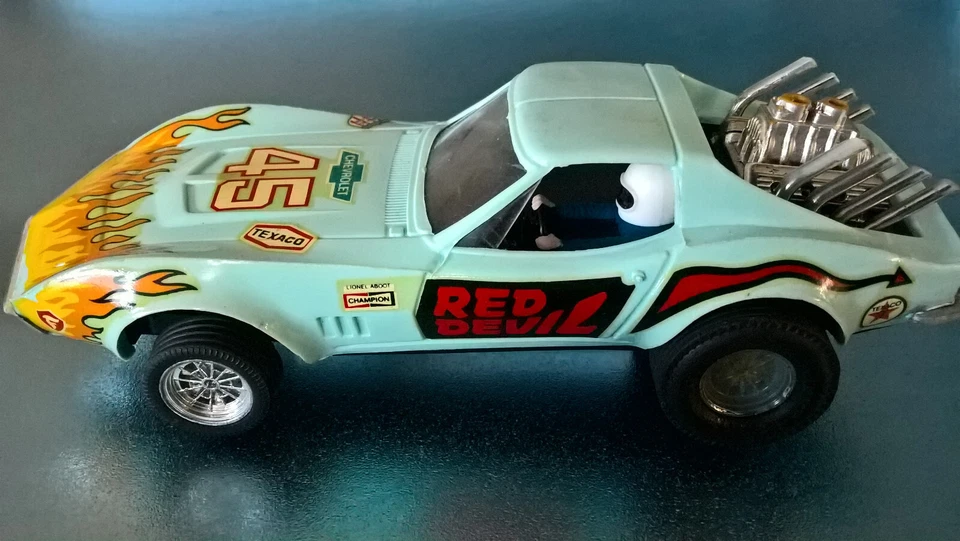 Scalextric Exin 4050 Chevrolet Corvette Dragster Lt Blue No 45. Made in SPAIN. - image 4 of 4