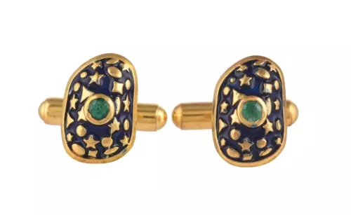 Emerald 14K Gold Plated Cufflinks
