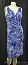 Ralph Lauren dress Women's geo Faux Wrap Jersey Stretch slinky ruching SZ 8 NEW 