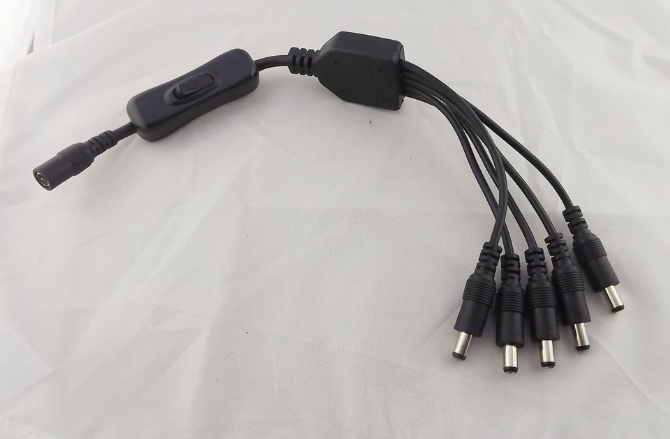 LED Strips DC Power 1 Female To 5x Male 5.5 x 2.1mm On/Off Switch Splitter Cable - Image 4 of 4