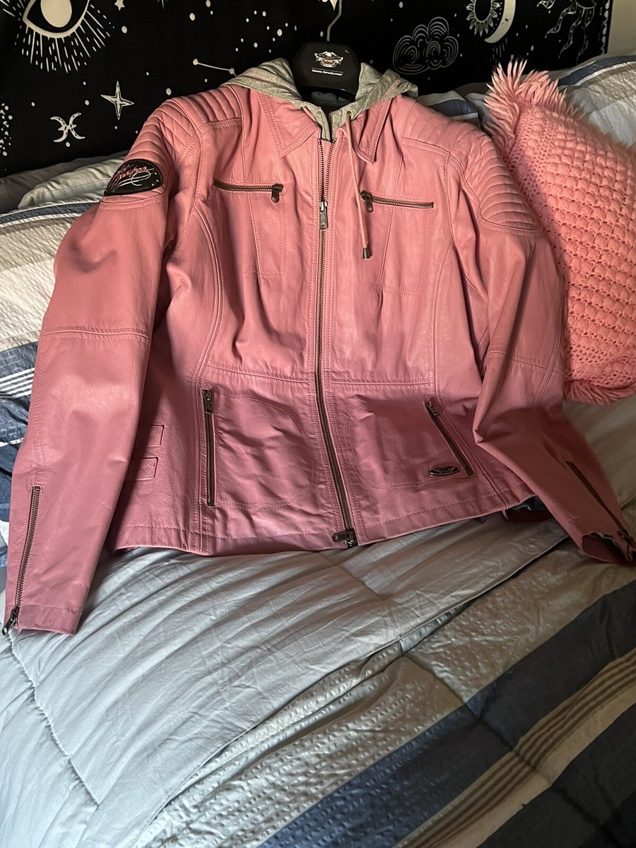 Harley Davidson Woman's Pink Label Leather Riding Jacket Xl