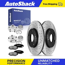 Front Drilled Slotted Brake Rotors Premium Ceramic Pads Hubs for Acura TL