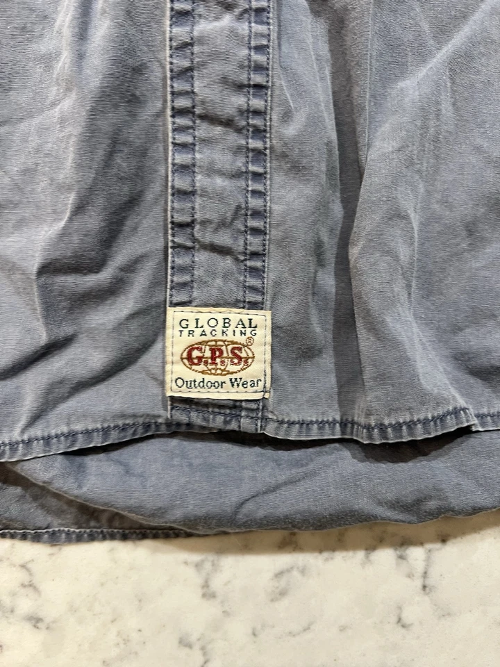 Vintage Men’s G.P.S. Blue Button Up Workwear Shirt Size 3XL - Image 4 of 4