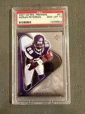 Graded 2007 Upper Deck Rookie Premiere Adrian Peterson #21 Football Card PSA 10
