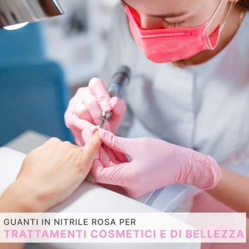 ARNOMED guanti monouso rosa guanti in nitrile M guanti monouso nitrile 100 - Foto 4 di 6