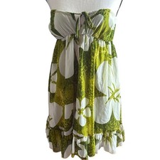 Urban Outfitters Strapless Floral Green & Ivory Dress Women's Small