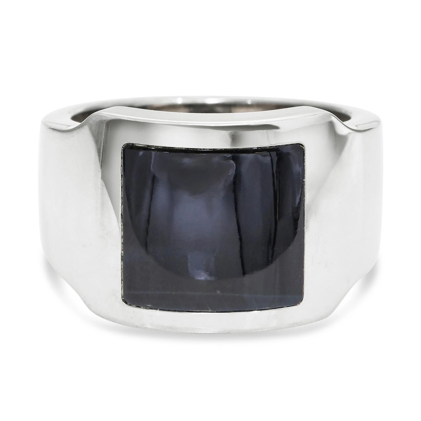 Cartier — Cartier Santos 18K White Gold Hawk’s Eye Dumont Ring