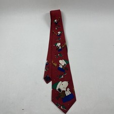 Vintage Peanuts Men s Silk Neck Tie Greetings Santa Snoopy Christmas USA 58.5"