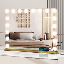 Hollywood Vanity Make Up Mirror with Lights 18-LED Tabletop Wall Metal 80x62cm