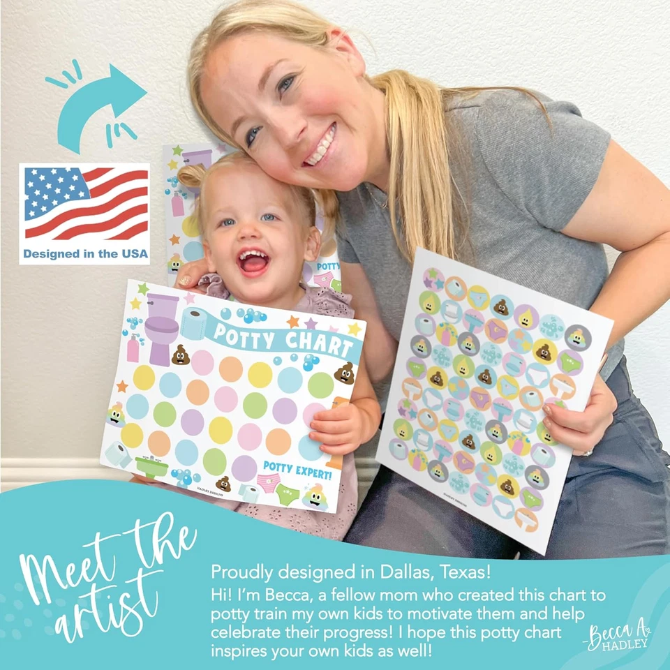 Potty Training Chart for Girls with Fun Reward Stickers – 10 Potty Chart for Tod - Image 3 of 4
