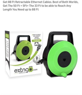 ExtngO Retractable Ethernet Cable 10 meters  Flat Cat5e (Open Box)