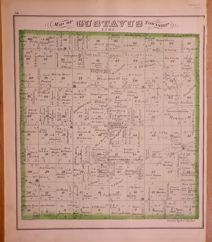 Rare Antique 1874 Plat Map ~ Gustavus, Township, Trumbull County, Ohio 14x17