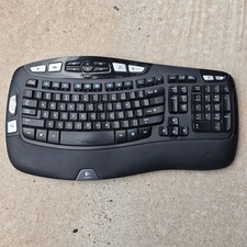 Logitech K350 Wireless Wave Ergonomic Keyboard Black Y-RBN90 Tested No Dongle