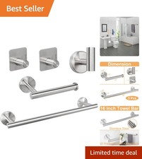 Stainless Steel Bathroom Hardware Set 16 Inch Towel Rack Robe Hooks Wall Mount