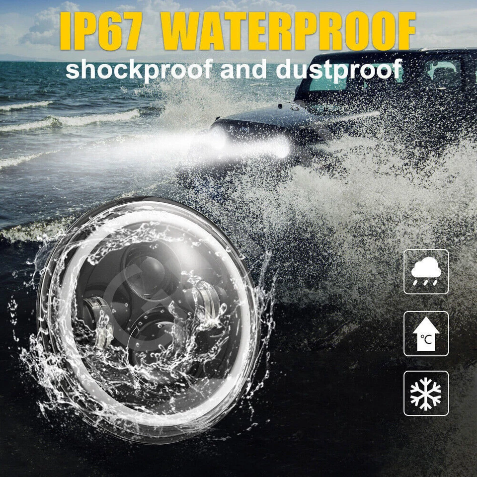 Pair Round 7" LED Headlight Hi/Lo Projector For Ford LN7000 LN8000 LN9000 Trucks - Image 3 of 4