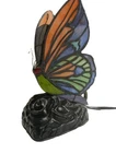 Vintage Tiffany Style Stained Glass Butterfly Accent Lamp 9¼"tall