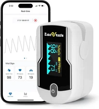 Zacurate 500E-B Wireless Bluetooth Fingertip Blood Pulse Oximeter Monitor with F