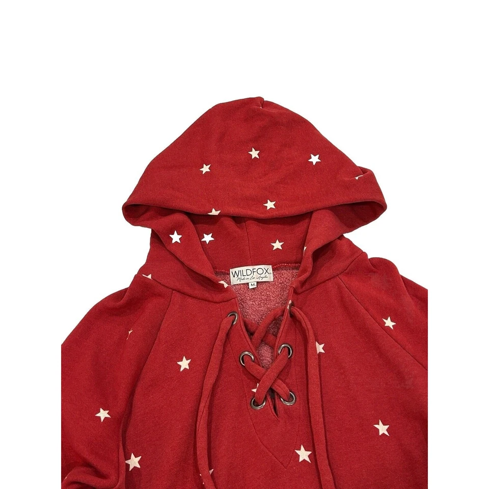Moletom Wildfox com capuz vermelho feminino tamanho M pulôver Stargazer Terry Fleece - Imagem 3 de 4