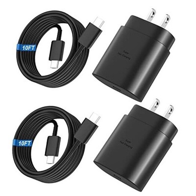 Super Fast Charger Type C, 25W USB C Wall Charger Fast Charging for 10FT Black