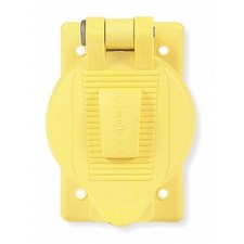 Hubbell Weatherproof Cover 1Gang Vertical Outdoor Receptacle Self Closing Yellow