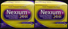 Lot Of 2 Nexium 24Hr Acid Reducer 42 Caps Ea Exp: 3/28 New Sealed