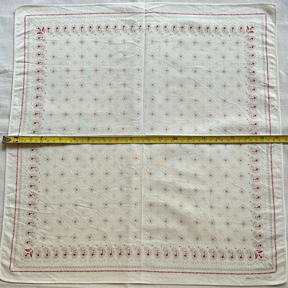 Pañuelo Pañuelo Vintage Beige Algodón Floral y Paisley Pañuelo 19" Foto 3 de 3