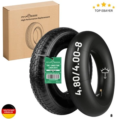 PARTSEE Schubkarre Reifen mit Schlauch 4.80/4.00-8 Set Ersatzreifen Mantel Reifen 2PR
