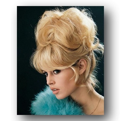Brigitte Bardot Photo 8x10 1960 French Actress Bouffant Hair Blue Boa Portrait
