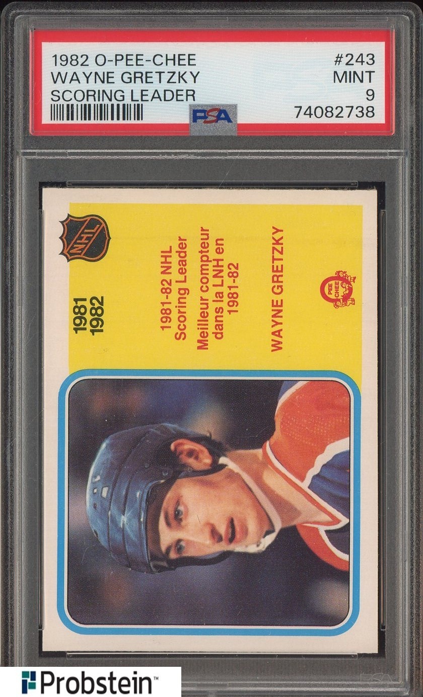 1982 O-PEE-CHEE OPC Hockey Scoring Leader #243 Wayne Gretzky HOF PSA 9 MINT view 1
