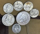 AU 90% Silver Lot Peace Dollar Franklin Half & Wash Quarters Strong Details