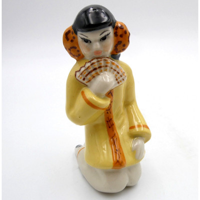 Ceramic Arts Studio Asian Girl with Fan Kneeling Figurine Betty Harrington VTG