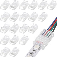 20 Pcs 4 Pin 10 Mm LED Strip Connector RGB Lights Waterproof Adapter 22 AWG Wire