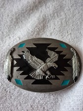 Belt Buckle Siskiyou Buckle Co. Native American/Western motifs signed AG 87