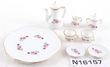 Vtg Doll House Miniature China Tea Set White Flowers Lot