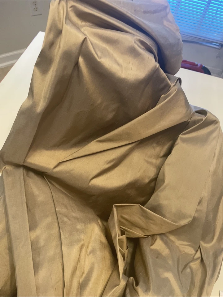 Silk Fabric 100% Pure . 28 Yards Lot. Pure Champagne Color. 28yds X 54” New! - Image 2 of 4