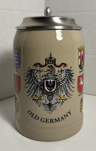 Disney Parks Old Germany Vintage German Stoneware Beer Stein Mug Pewter Lid .5L