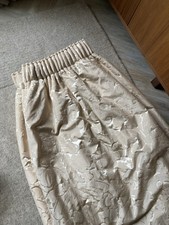 Pale Gold Damask Interlined Curtains With Rope Tiebacks. One pair and a single.